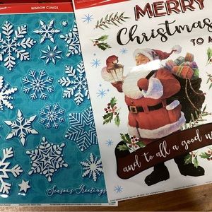 2 new Christmas sets of window clings - peel & stick to glass